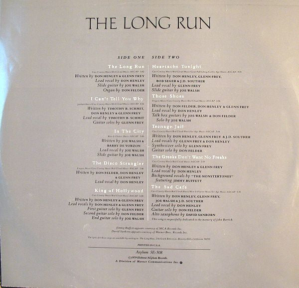 Eagles - The Long Run (Vinyl, LP, Album, Stereo)