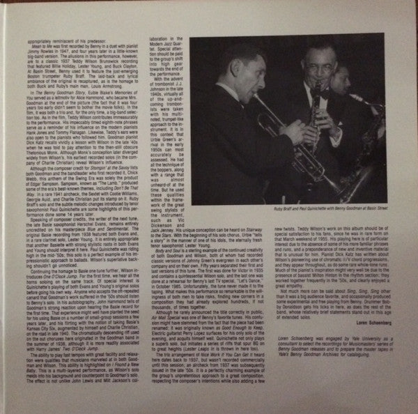 Benny Goodman - The Yale University Music Library- Benny Goodman, Volume 2: Live At Basin Street (Vinyl, LP, Album, Stereo) Very Good Plus (VG+) / Very Good Plus (VG+)