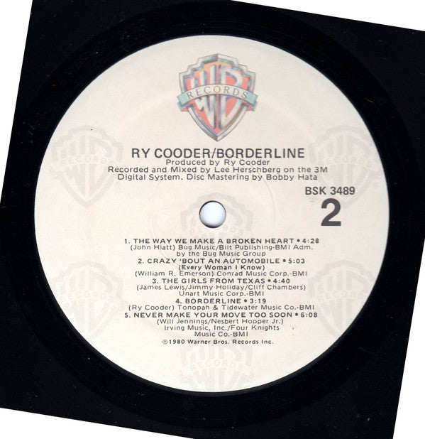 Ry Cooder - Borderline (Vinyl, LP, Album, Stereo) Very Good Plus (VG+) / Very Good Plus (VG+)