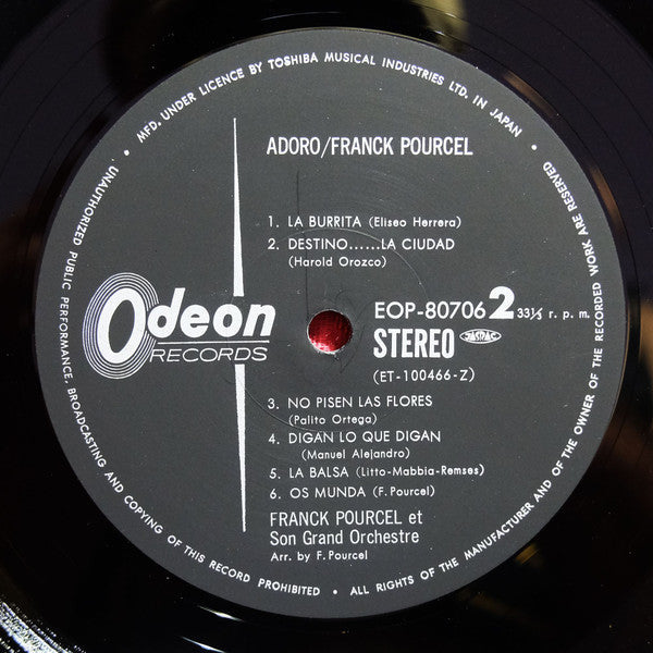 Franck Pourcel Et Son Grand Orchestre - Adoro (Vinyl, LP, Album, Compilation, Reissue, Stereo) Very Good Plus (VG+) / Very Good Plus (VG+)