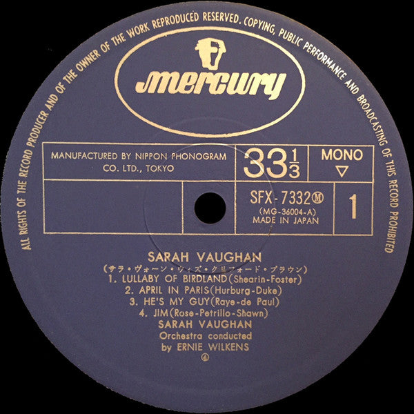 Sarah Vaughan - Sarah Vaughan (Vinyl, LP, Album, Reissue, Mono)