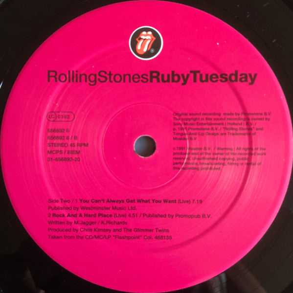 The Rolling Stones - Ruby Tuesday (Vinyl, 12", 45 RPM, EP) Very Good Plus (VG+) / Very Good (VG)