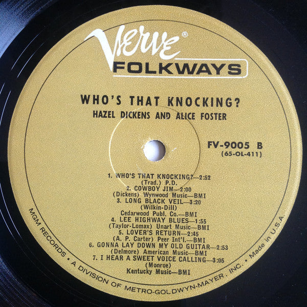 Hazel Dickens And Alice Gerrard - Who's That Knocking? And Other Bluegrass Music (Vinyl, LP, Album, Mono) Good Plus (G+) / Very Good (VG)