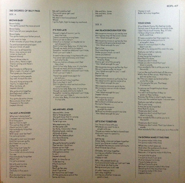 Billy Paul - 360 Degrees Of Billy Paul (Vinyl, LP, Album) Good Plus (G+) / Very Good (VG)