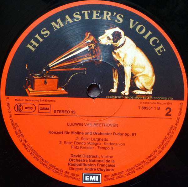 Ludwig van Beethoven - Violinkonzert in D Major, Op. 61 (Vinyl, LP, Reissue, Stereo) Very Good (VG) / Very Good Plus (VG+)