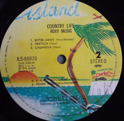 Roxy Music - Country Life (Vinyl, LP, Album) Very Good Plus (VG+) / Very Good (VG)