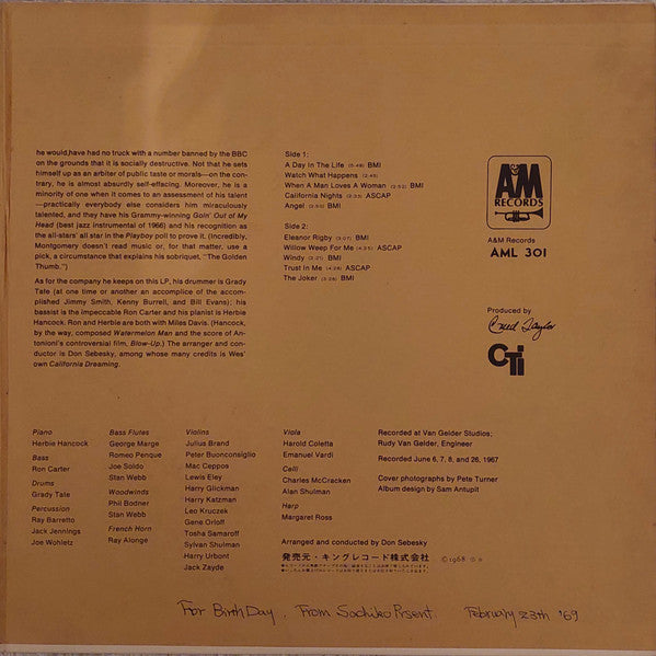 Wes Montgomery - A Day In The Life (Vinyl, LP, Album, Reissue, Stereo) Very Good (VG) / Very Good (VG)