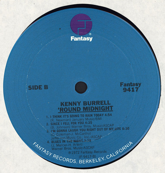Kenny Burrell - 'Round Midnight (Vinyl, LP, Album, Reissue) Very Good Plus (VG+) / Good Plus (G+)
