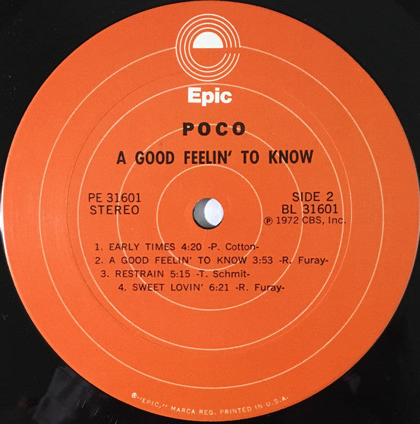 Poco (3) - A Good Feelin' To Know (Vinyl, LP, Album, Reissue) Very Good (VG) / Very Good Plus (VG+)