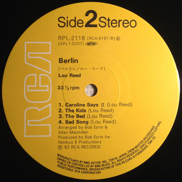 Lou Reed - Berlin (Vinyl, LP, Album, Reissue) Very Good (VG) / Very Good (VG)