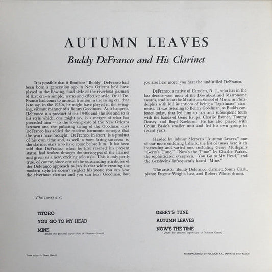 Buddy DeFranco - Autumn Leaves (Vinyl, LP, Album, Reissue) Near Mint (NM or M-) / Very Good (VG)