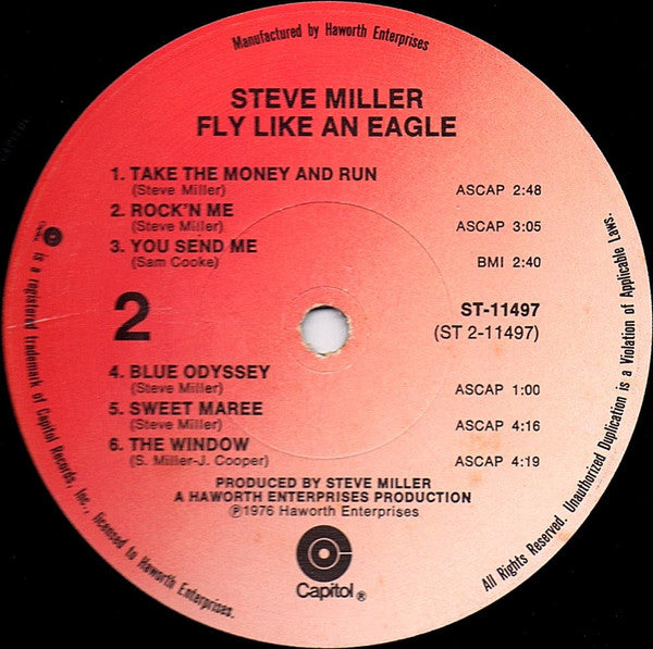 Steve Miller Band - Fly Like An Eagle (Vinyl, LP, Album) Very Good (VG) / Very Good (VG)