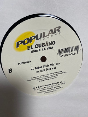 El Cubano - Esta E' La Vida (Vinyl, 12", 33 ⅓ RPM) Very Good (VG) / Very Good (VG)