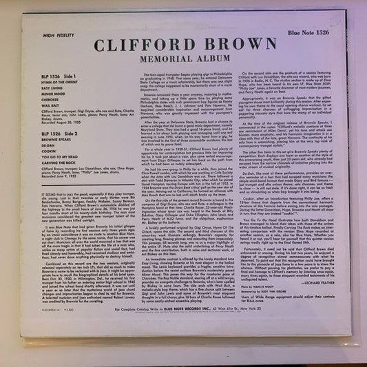 Clifford Brown - Memorial Album (Vinyl, LP, Album, Compilation, Reissue, Remastered, Mono) Very Good (VG) / Good Plus (G+)