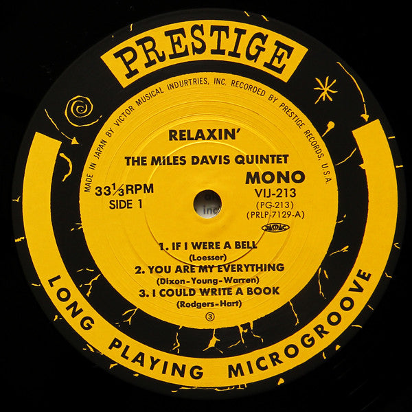 The Miles Davis Quintet - Relaxin' With The Miles Davis Quintet (Vinyl, LP, Album, Mono, Reissue) Very Good Plus (VG+) / Very Good Plus (VG+)