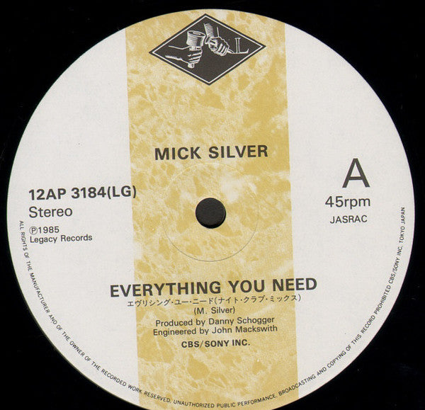 Mick Silver - Everything You Need (Vinyl, 12", 45 RPM, Maxi-Single) Very Good Plus (VG+) / Very Good Plus (VG+)