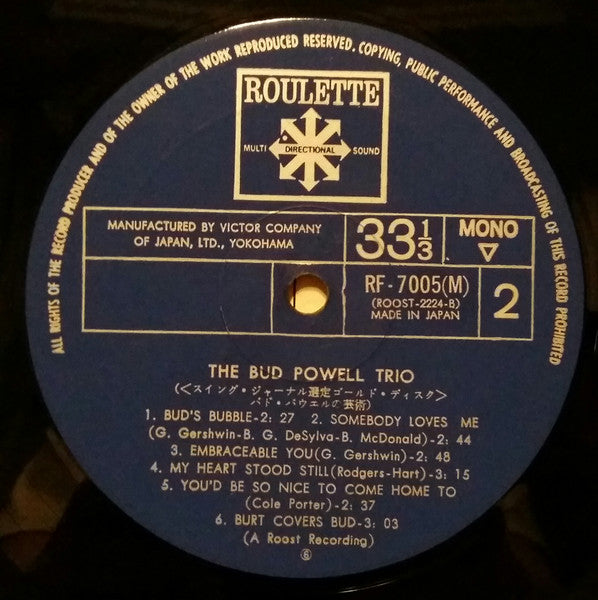 The Bud Powell Trio - Bud (Vinyl, LP, Album, Compilation, Reissue, Mono) Good Plus (G+) / Good Plus (G+)