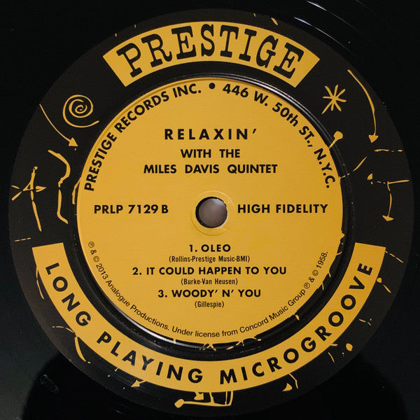 The Miles Davis Quintet - Relaxin' With The Miles Davis Quintet (Vinyl, LP, Album, Mono, Reissue, Limited Edition) Near Mint (NM or M-) / Near Mint (NM or M-)