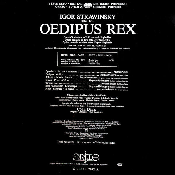 Igor Stravinsky - Oedipus Rex (Vinyl, LP) Near Mint (NM or M-) / Very Good Plus (VG+)