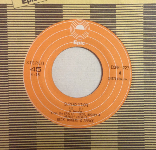 Beck, Bogert & Appice - Superstition (迷信) (Vinyl, 7", 45 RPM, Single, Stereo) Very Good (VG) / Good Plus (G+)