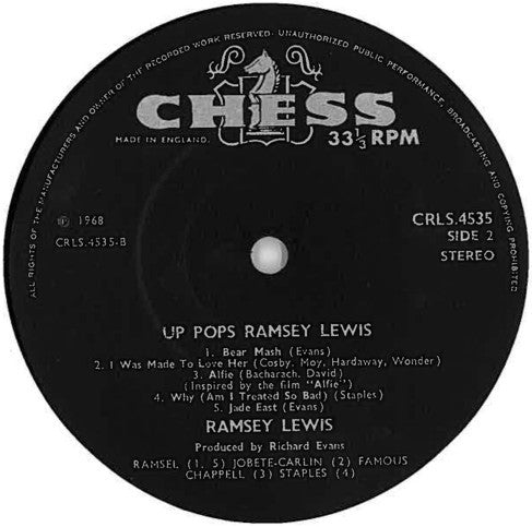 Ramsey Lewis - Up Pops Ramsey Lewis (Vinyl, LP, Album) Very Good Plus (VG+) / Good Plus (G+)