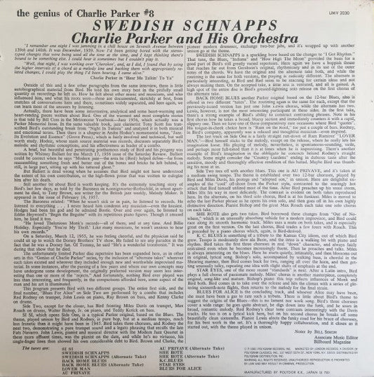 Charlie Parker And His Orchestra - Swedish Schnapps (Vinyl, LP, Album, Reissue, Mono) Very Good Plus (VG+) / Very Good Plus (VG+)