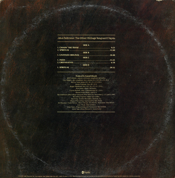 John Coltrane - The Other Village Vanguard Tapes (Vinyl, LP, Album,...