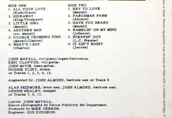 John Mayall - Blues Breakers (Vinyl, LP, Album, Reissue) Very Good Plus (VG+) / Very Good Plus (VG+)