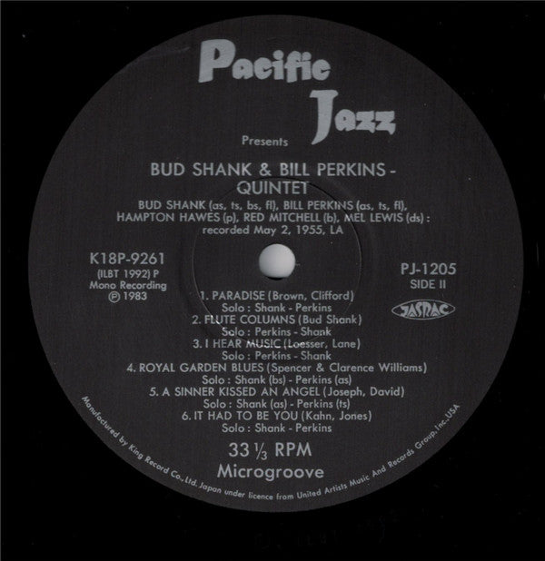 Bud Shank - Bud Shank - Shorty Rogers - Bill Perkins (Vinyl, LP, Album, Reissue, Mono) Very Good Plus (VG+) / Very Good Plus (VG+)