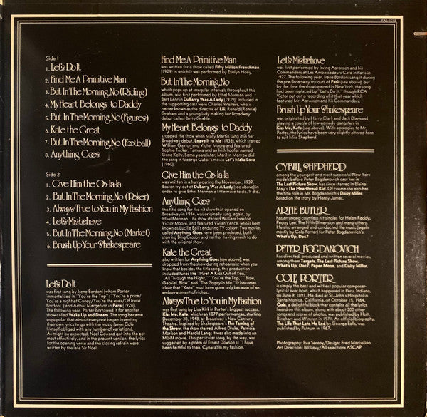 Cybill Shepherd - Cybill Does It... ...To Cole Porter (Vinyl, LP, Album) Very Good (VG) / Good Plus (G+)
