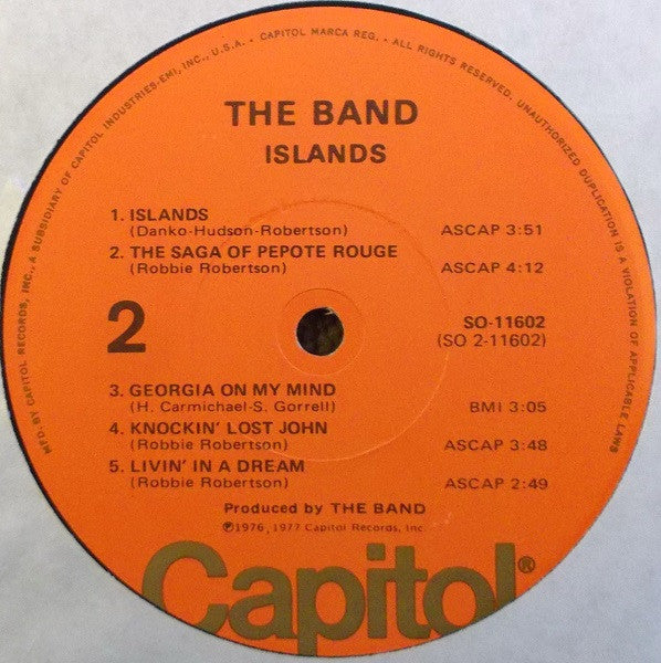 The Band - Islands (Vinyl, LP, Album) Very Good (VG) / Very Good Plus (VG+)