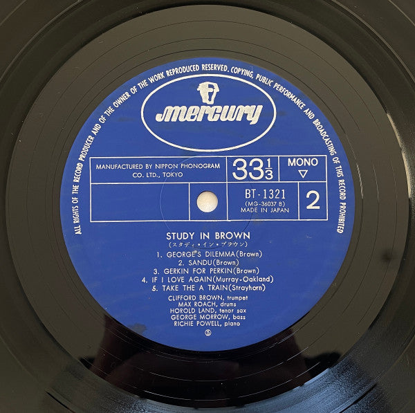 Clifford Brown And Max Roach - Study In Brown (Vinyl, LP, Album, Reissue, Mono) Very Good Plus (VG+) / Very Good (VG)