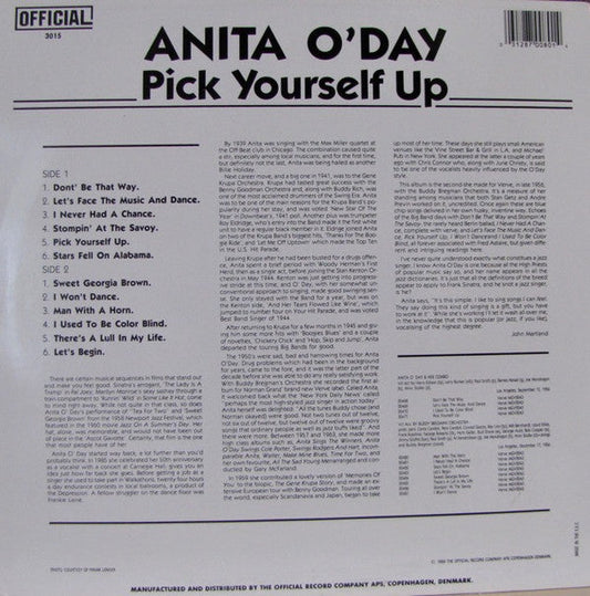 Anita O'Day - Pick Yourself Up (Vinyl, LP, Album, Mono, Reissue) Good Plus (G+) / Very Good (VG)