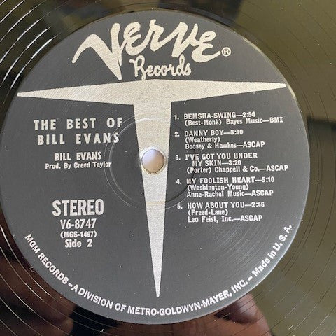 Bill Evans - The Best Of Bill Evans (Vinyl, LP, Compilation) Near Mint (NM or M-) / Good Plus (G+)