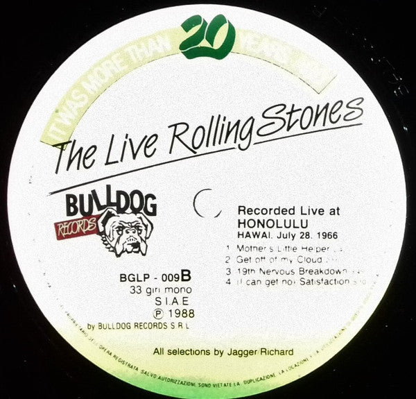 The Rolling Stones - The Live Rolling Stones - Honolulu, Hawai - July 28, 1966 (Vinyl, LP, Unofficial Release, Mono) Good Plus (G+) / Very Good Plus (VG+)