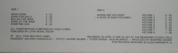 Chick Corea - Piano Improvisations Vol. 1 (Vinyl, LP, Album, Reissue) Very Good Plus (VG+) / Very Good (VG)