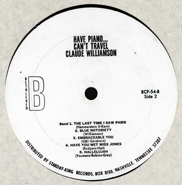 Claude Williamson - Have Piano ...Can't Travel (Commercial Jazz Piano For Non-Jazz Lovers) (Vinyl, LP, Album, Reissue) Good Plus (G+) / Very Good (VG)