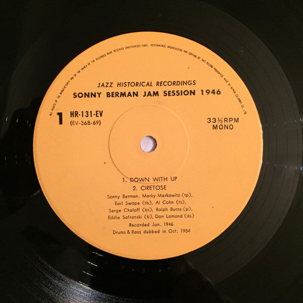 Sonny Berman - Jazz Immortal 1946 (Vinyl, LP, Album, Reissue, Mono) Very Good (VG) / Very Good Plus (VG+)