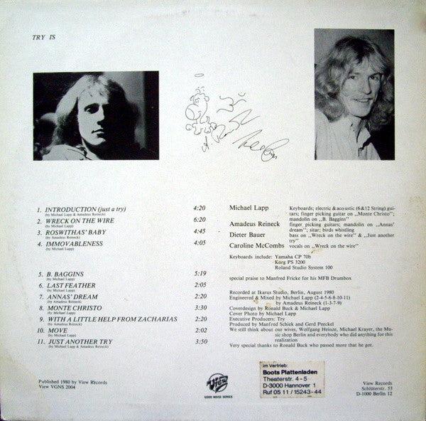 Try - Just A Try (Vinyl, LP, Album) Very Good Plus (VG+) / Very Good (VG)