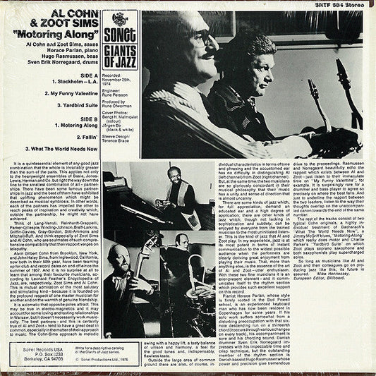 Al Cohn - Motoring Along (Vinyl, LP, Album) Very Good (VG) / Very Good (VG)