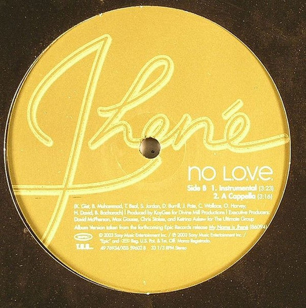 Jhené - No L.O.V.E. (Vinyl, 12") Good Plus (G+) / Very Good (VG)