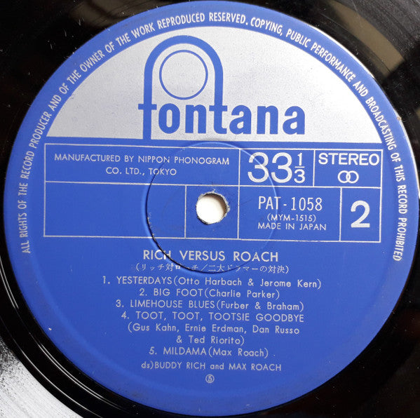 Buddy Rich - Rich Versus Roach (Vinyl, LP, Album, Limited Edition, ...