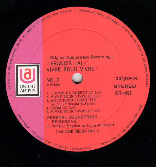Francis Lai - パリのめぐり逢い = Vivre Pour Vivre - Bande Originale Du Film Du Claude Lelouch (Vinyl, LP, Album, Reissue) Very Good Plus (VG+) / Good (G)