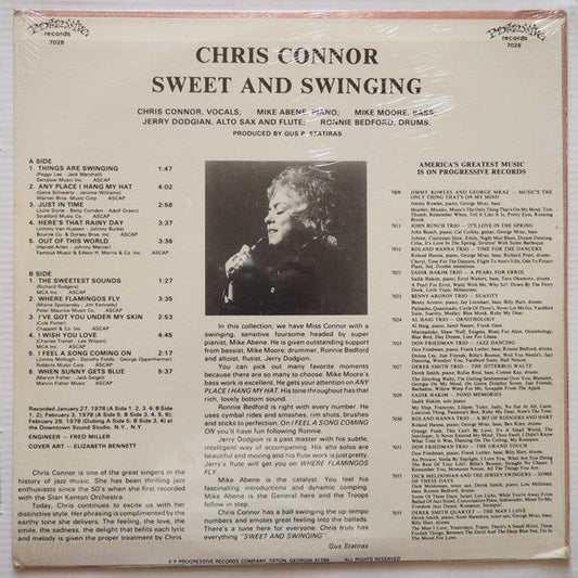 Chris Connor - Sweet And Swinging (Vinyl, LP, Album, Stereo) Very Good (VG) / Very Good (VG)