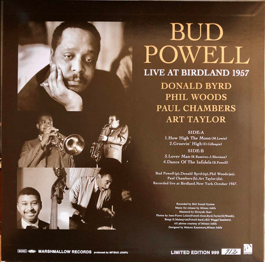 Bud Powell - Live At Birdland 1957 (Vinyl, LP, Limited Edition, Reissue, Remastered, Mono) Very Good Plus (VG+) / Near Mint (NM or M-)