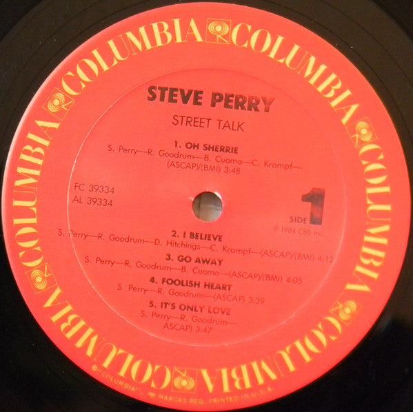 Steve Perry - Street Talk (Vinyl, LP, Album) Very Good Plus (VG+) / Good Plus (G+)