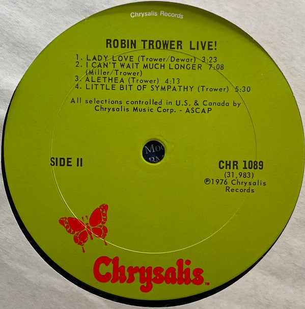 Robin Trower - Robin Trower Live! (Vinyl, LP, Album) Very Good Plus (VG+) / Very Good Plus (VG+)