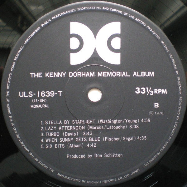 Kenny Dorham - The Kenny Dorham Memorial Album (Vinyl, LP, Album, Reissue, Mono) Very Good Plus (VG+) / Very Good Plus (VG+)