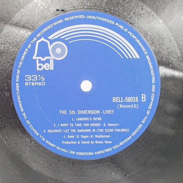 The Fifth Dimension - Live (2xVinyl, LP, Album, Stereo) Good Plus (G+) / Poor (P)