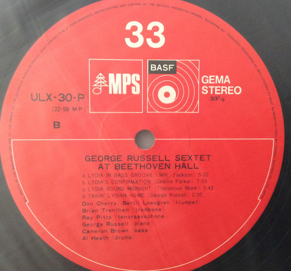 The George Russell Sextet - At Beethoven Hall (Vinyl, LP, Reissue, Stereo) Very Good Plus (VG+) / Very Good Plus (VG+)